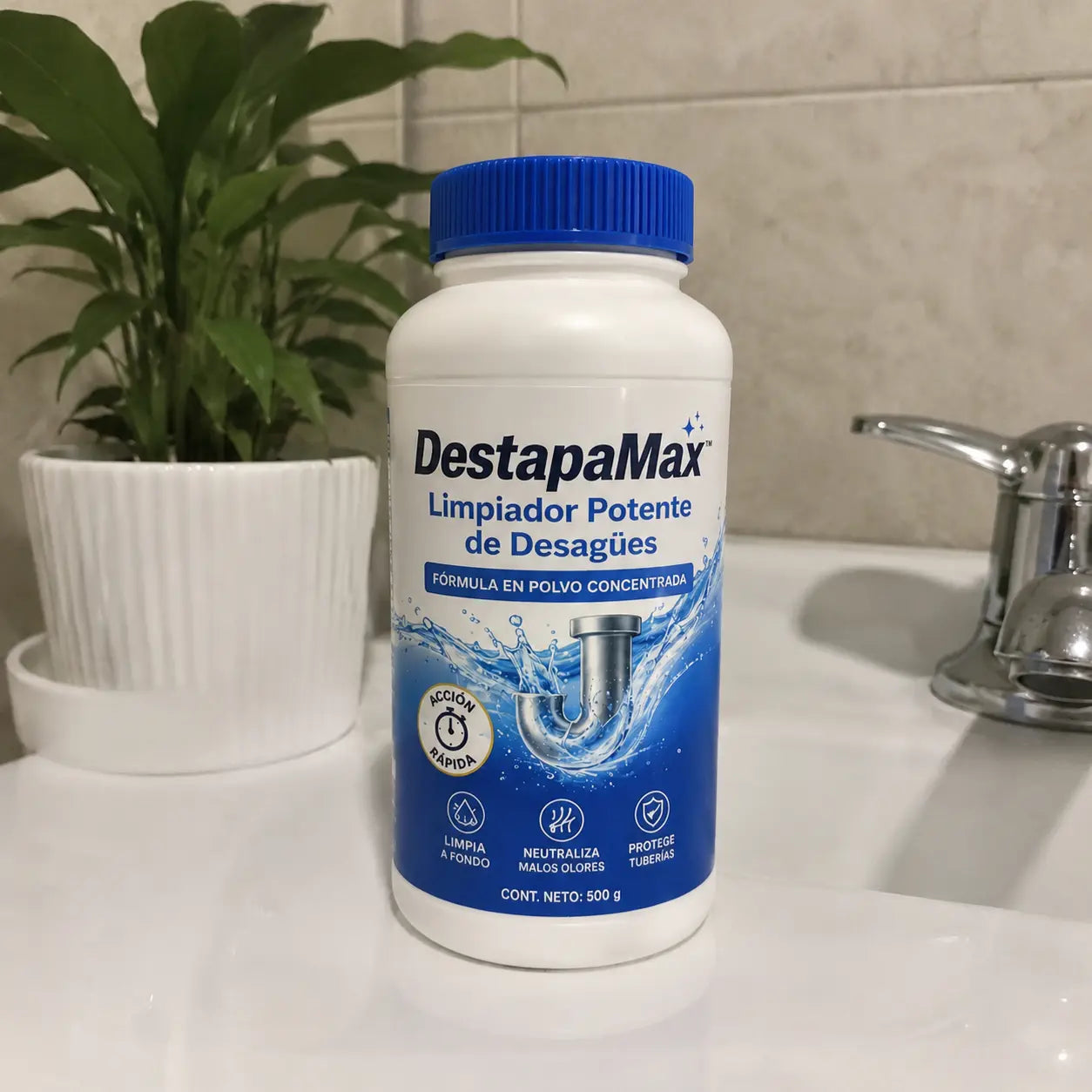 Pack de tres unidades DestapaMax para desagües de cocina y baño