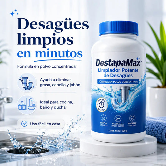 DestapaMax limpiador potente para desagües y tuberías que ayuda a eliminar grasa, cabello y jabón