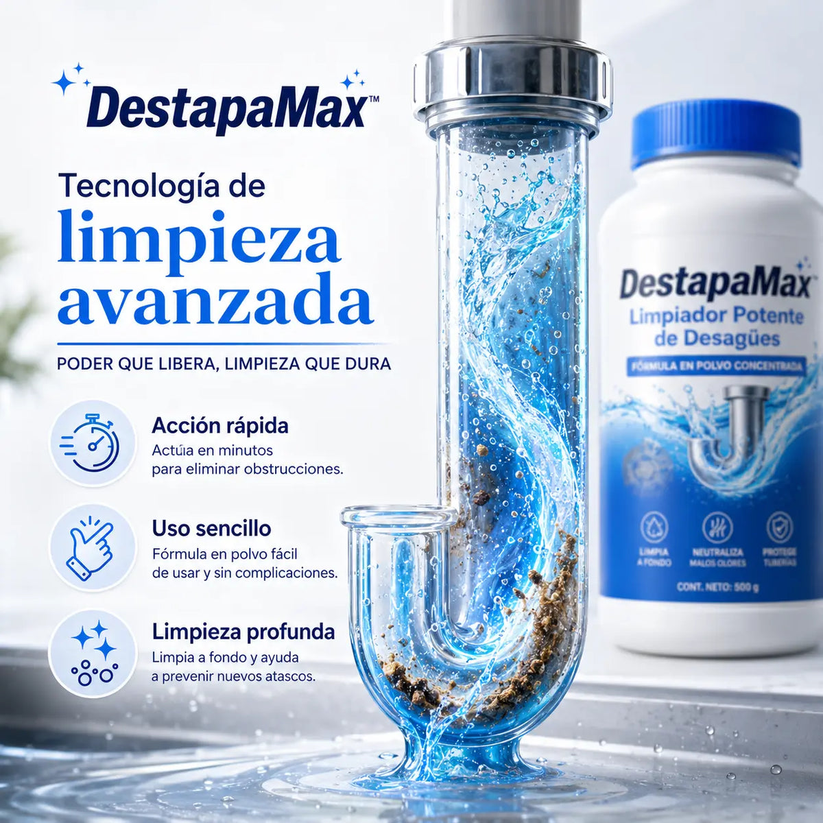 DestapaMax para mantener los desagües del hogar limpios y ayudar a reducir malos olores