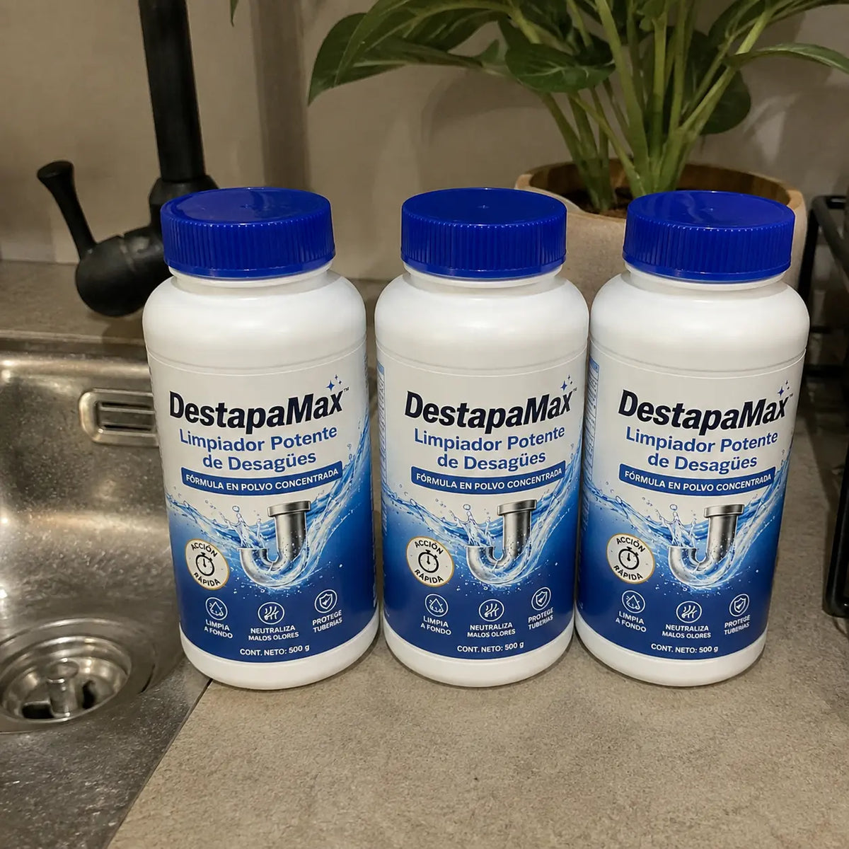 DestapaMax limpiador de desagües utilizado en la zona de lavandería